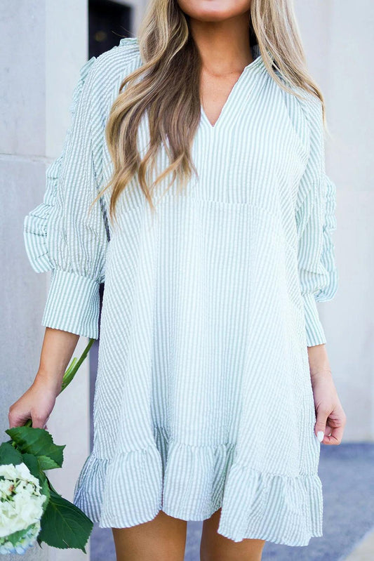 Robe Mini à Volants et Manches Bouffantes pour Femmes