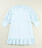 Robe Mini à Volants et Manches Bouffantes pour Femmes
