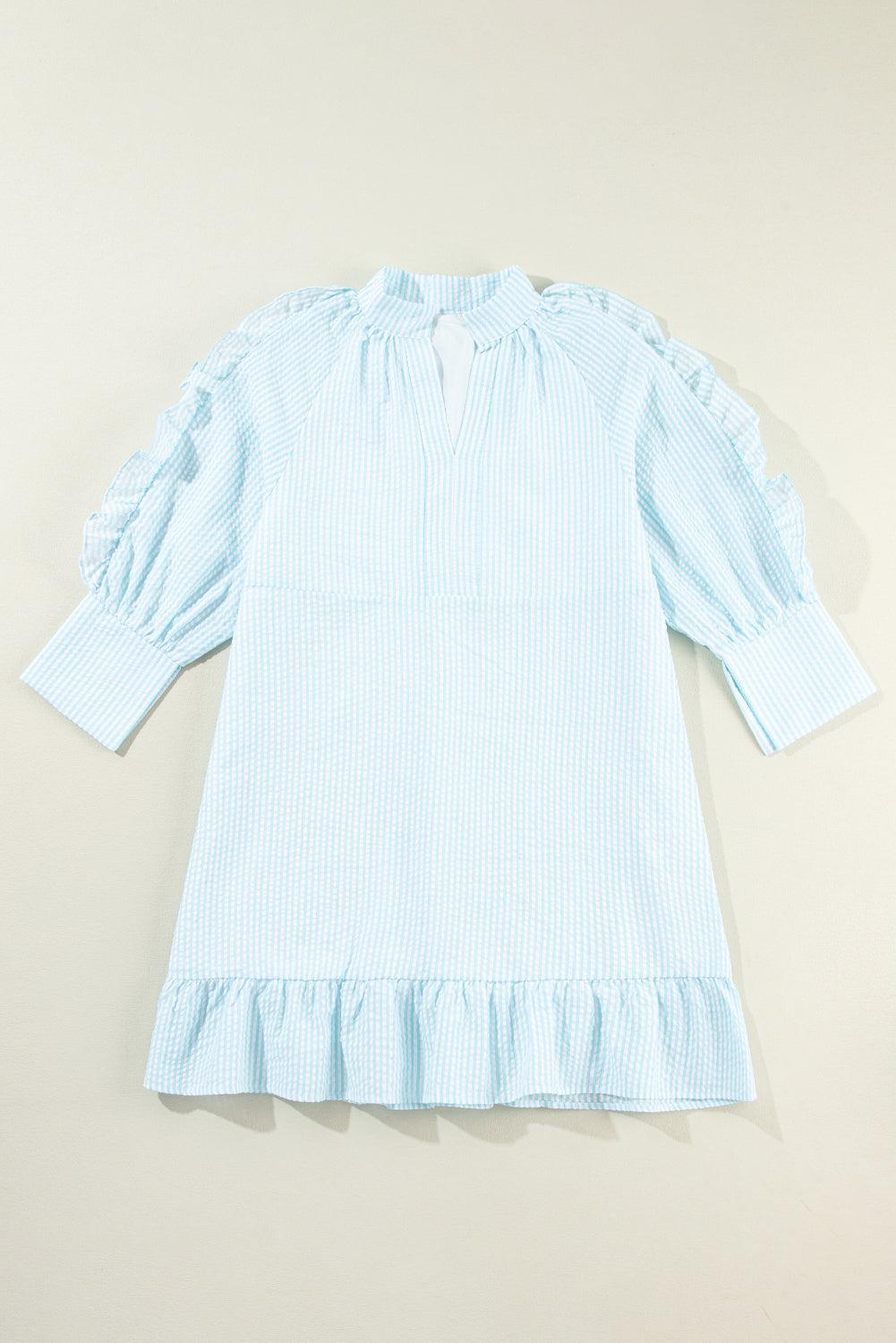 Robe Mini à Volants et Manches Bouffantes pour Femmes