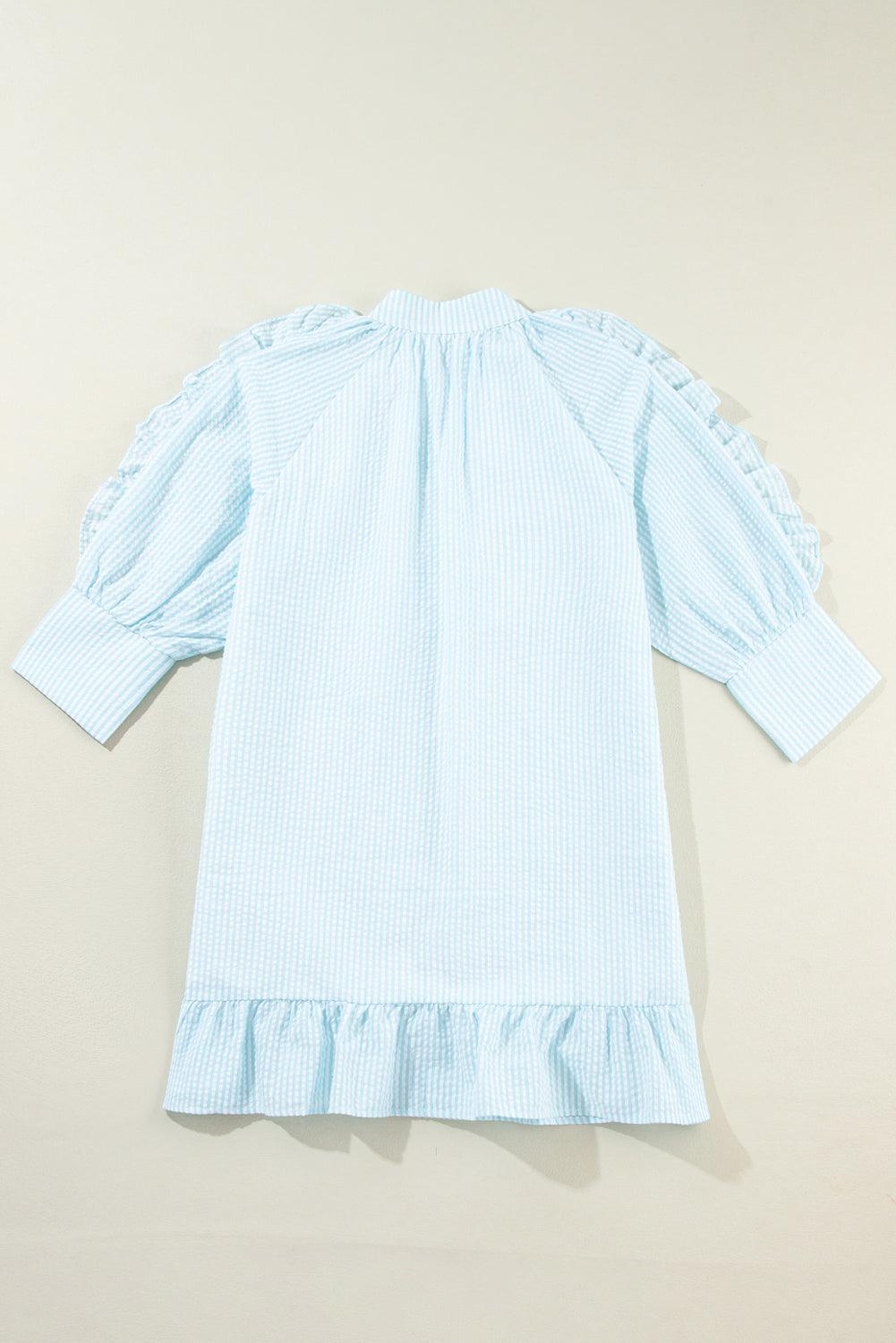 Robe Mini à Volants et Manches Bouffantes pour Femmes