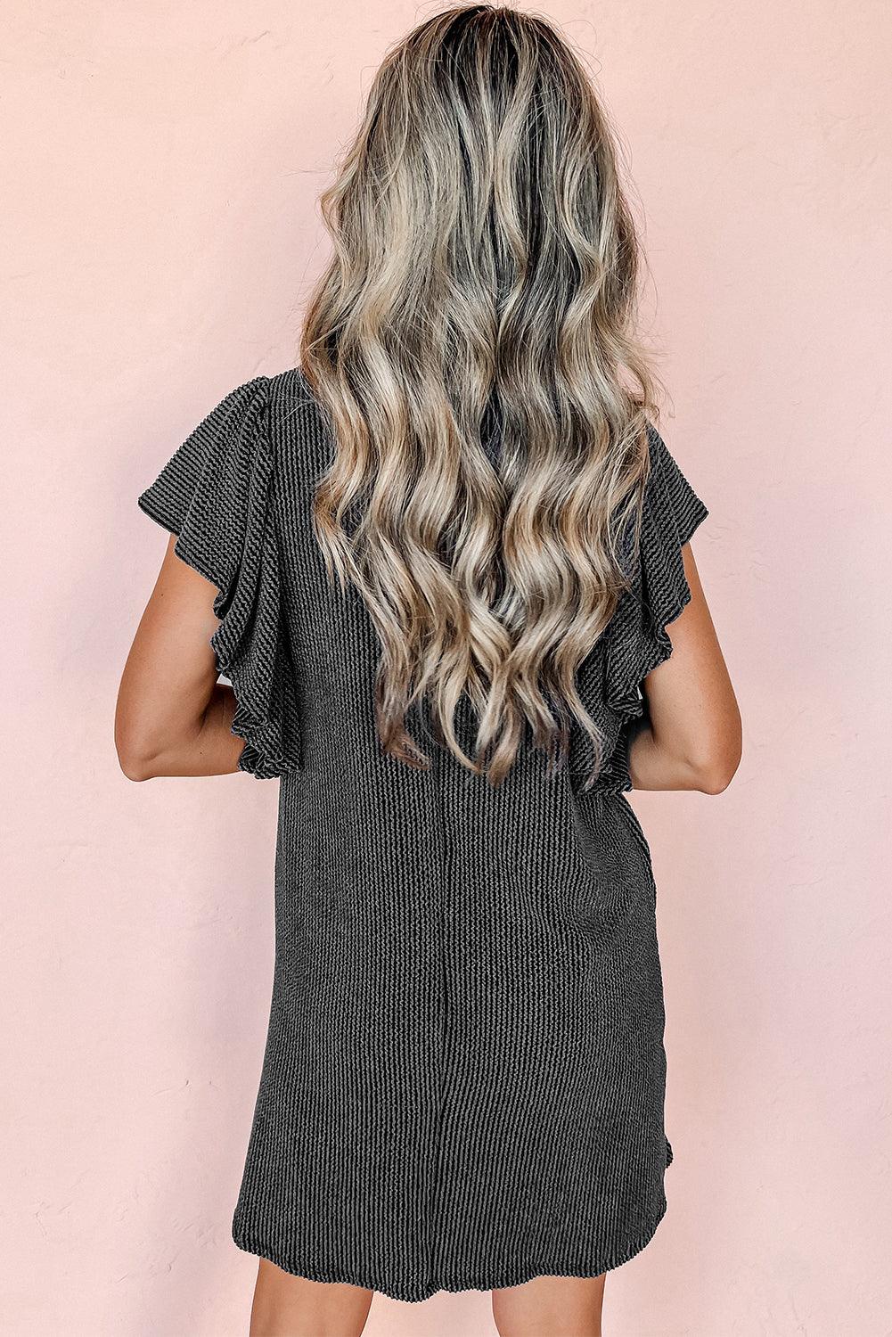 Mini-Robe avec Structure et Manches Volantes pour Femmes
