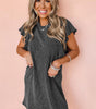 Robe Mini Texturée avec Manches Volantes