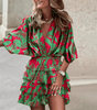 Robe Mini à Motif Tropical pour Femmes