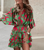 Robe Mini à Motif Tropical pour Femmes