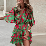 Robe Mini à Motif Tropical pour Femmes