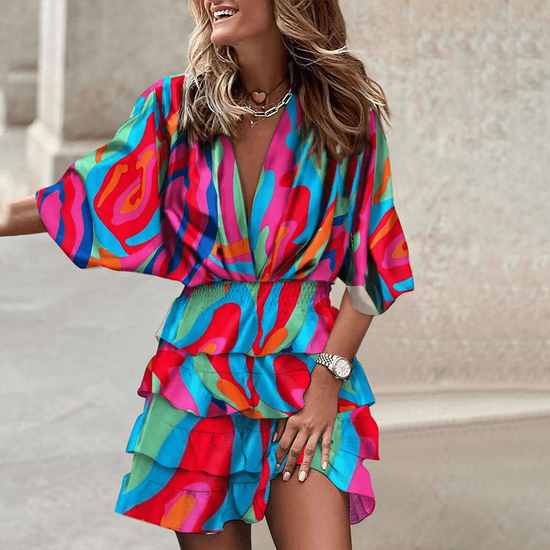 Robe Mini à Motif Tropical pour Femmes