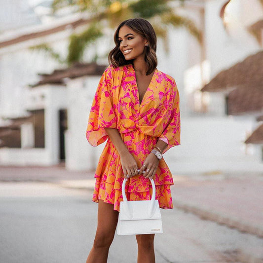 Robe Mini Imprimé Tropical pour Femmes