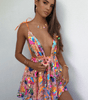Robe Mini Pailletée Décolleté en V pour Femmes