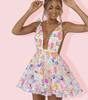 Robe Mini Pailletée Décolleté en V pour Femmes