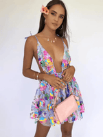 Robe Mini Pailletée Décolleté en V pour Femmes