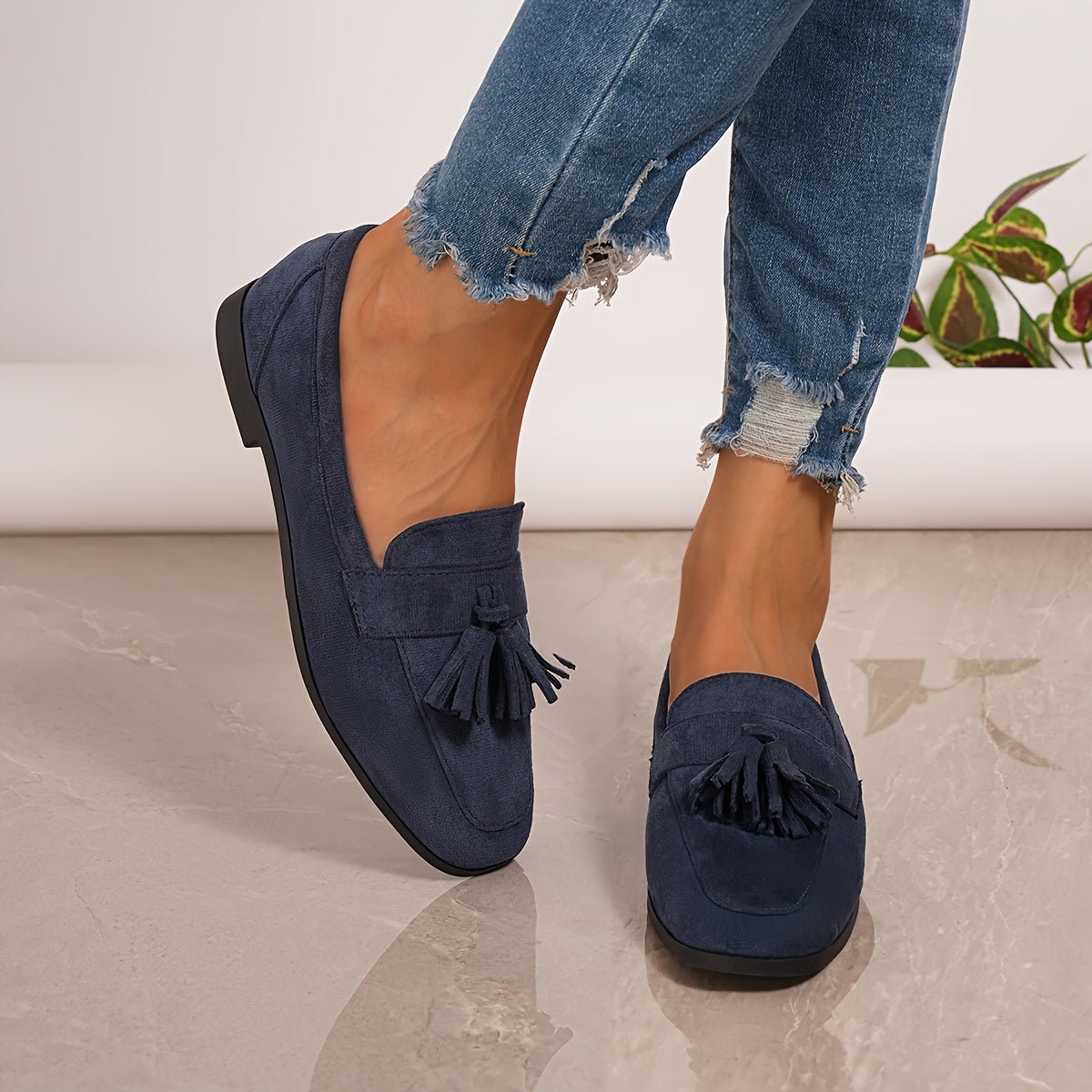 Mocassin Confort en Daim à Franges pour Femme