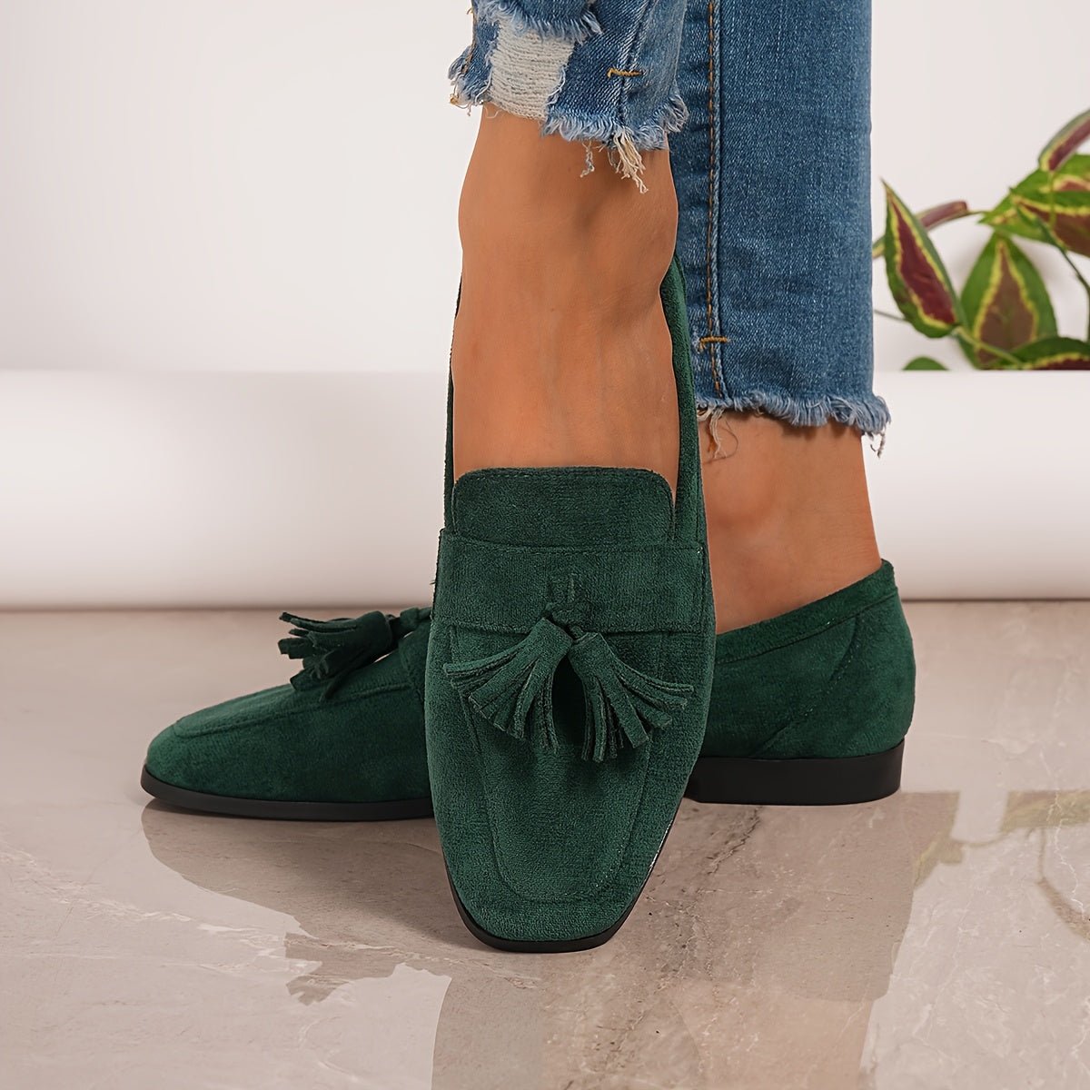 Mocassin Confort en Daim à Franges pour Femme