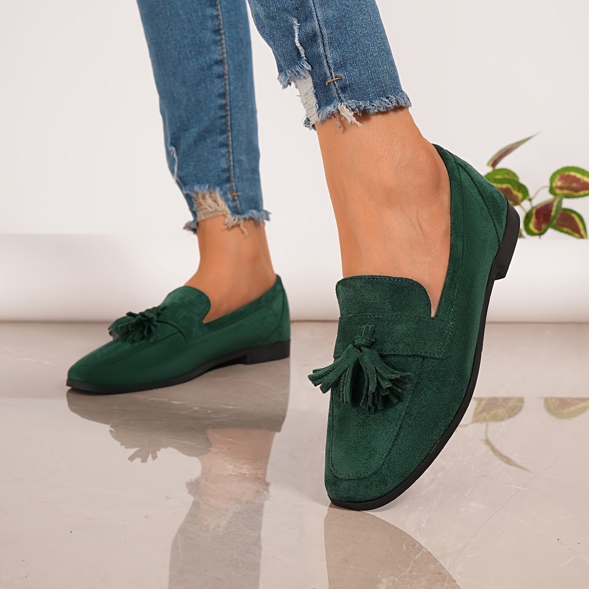 Mocassin Confort en Daim à Franges pour Femme
