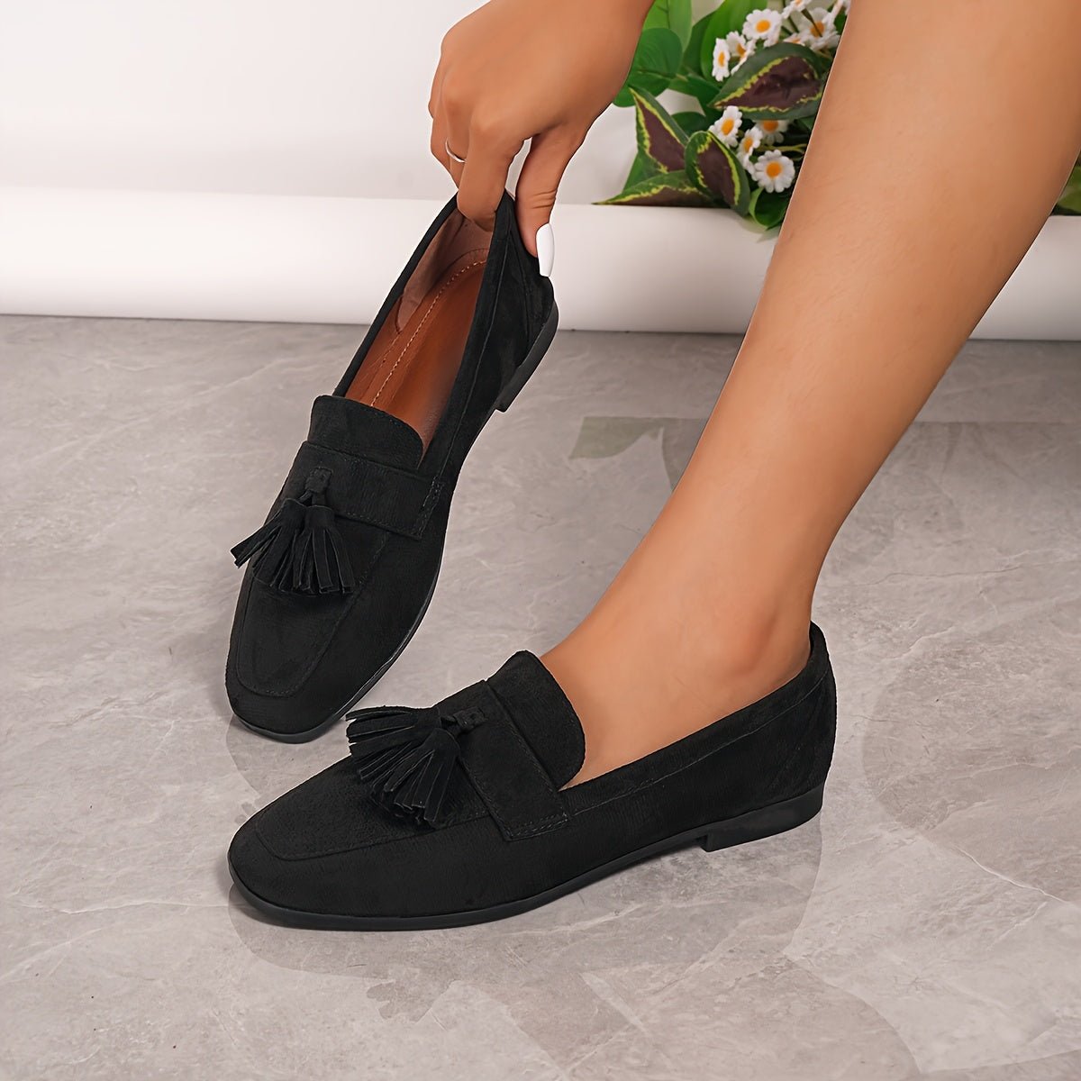 Mocassin Confort en Daim à Franges pour Femme