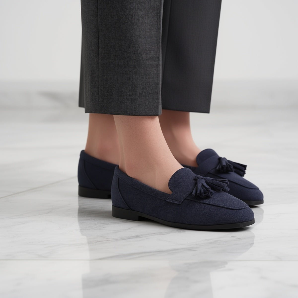 Mocassin Confort en Daim à Franges pour Femme