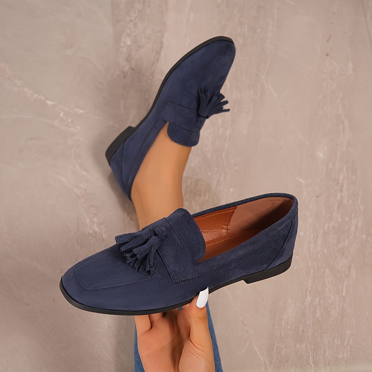 Mocassin Confort en Daim à Franges pour Femme