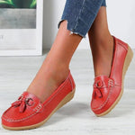 Mocassin Confort en Cuir à Pompon et Boucle Dorée pour Femme - Emilia Lane