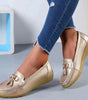 Mocassin Confort en Cuir à Pompon et Boucle Dorée pour Femme - Emilia Lane