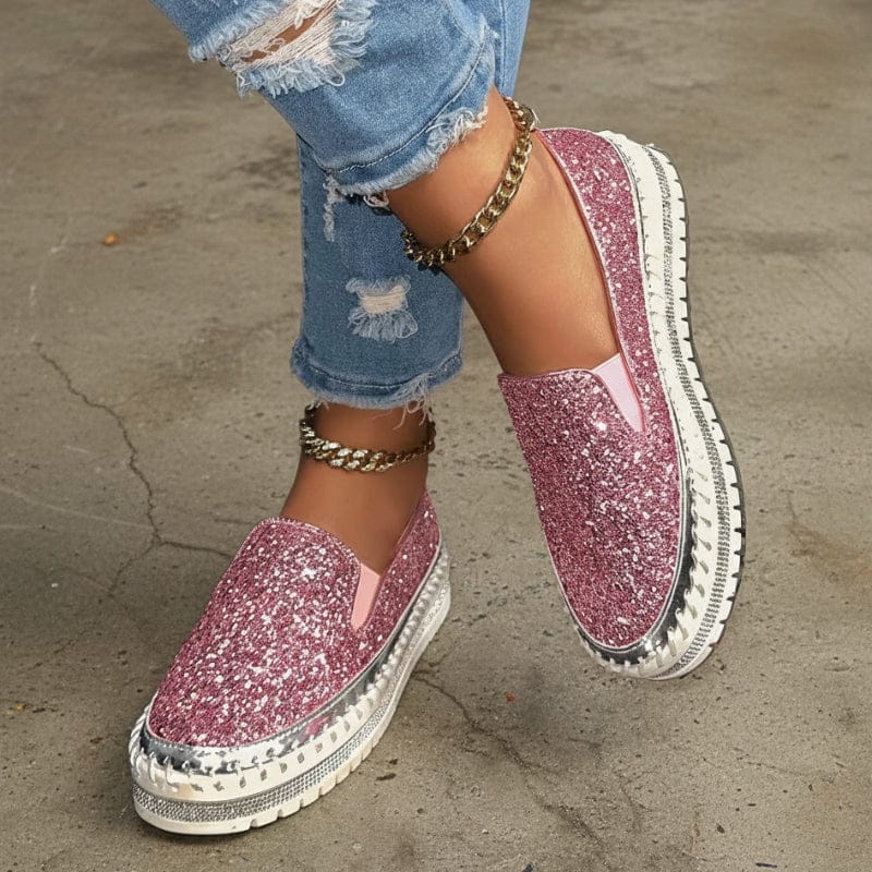 Mocassins à Plateforme Pailletée pour Femmes - Emilia Lane