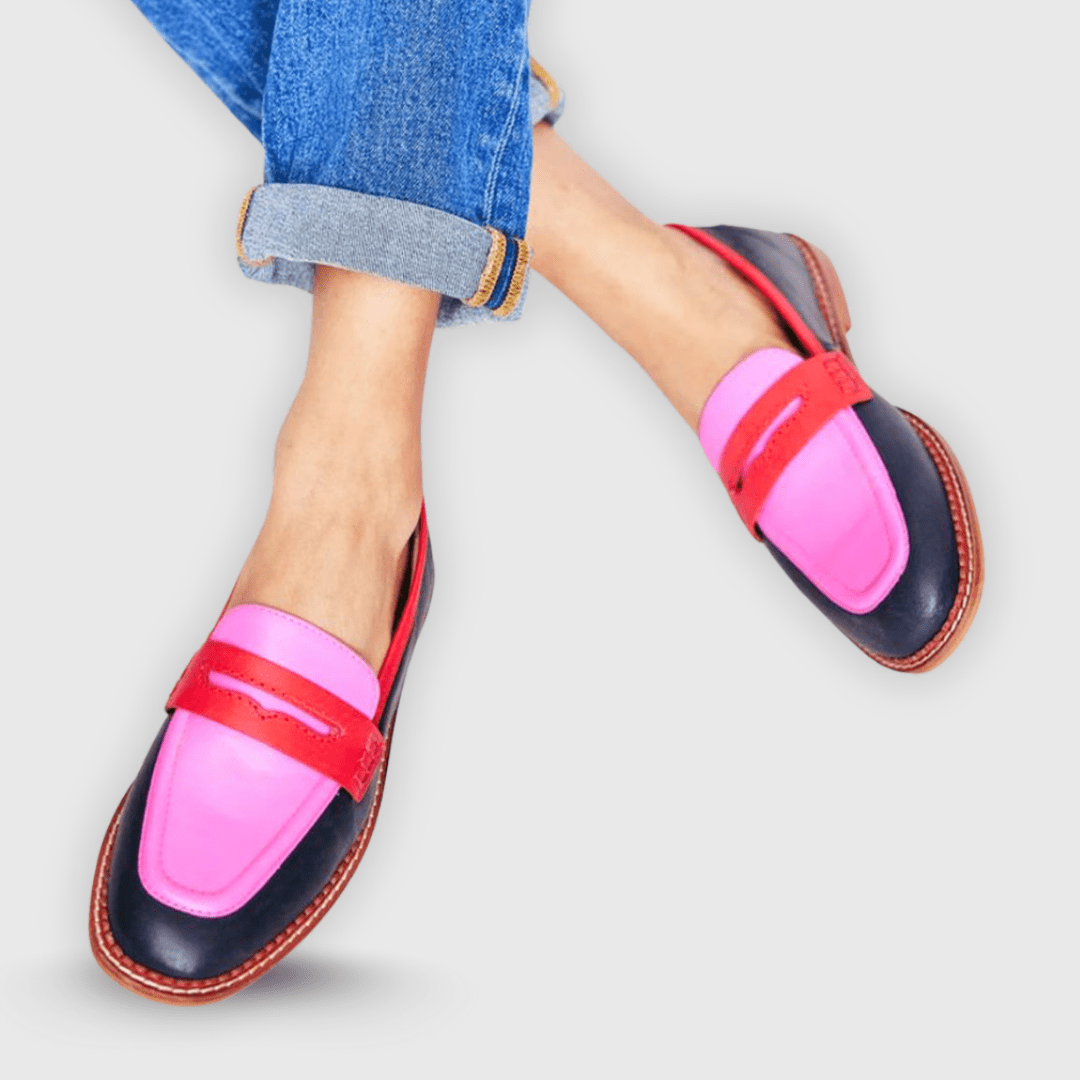 Mocassins Bicolores à Talon Bas pour Femmes - Emilia Lane