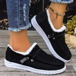 Mocassin Confort Fourré en Toile pour Femme