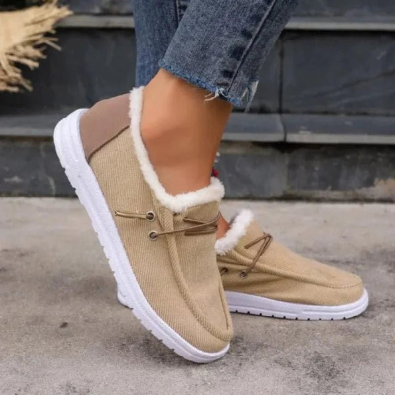 Mocassins en Toile pour Femmes avec Doublure en Fausse Fourrure - Emilia Lane