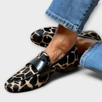 Mocassin Confort en Daim à Imprimé Léopard pour Femme