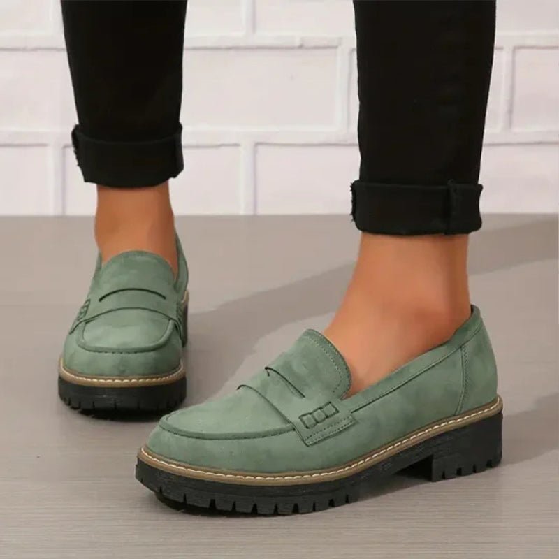 Mocassin Penny Loafer en Similicuir à Semelle Plateforme pour Femme