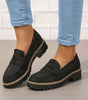 Mocassin Penny Loafer en Similicuir à Semelle Plateforme pour Femme