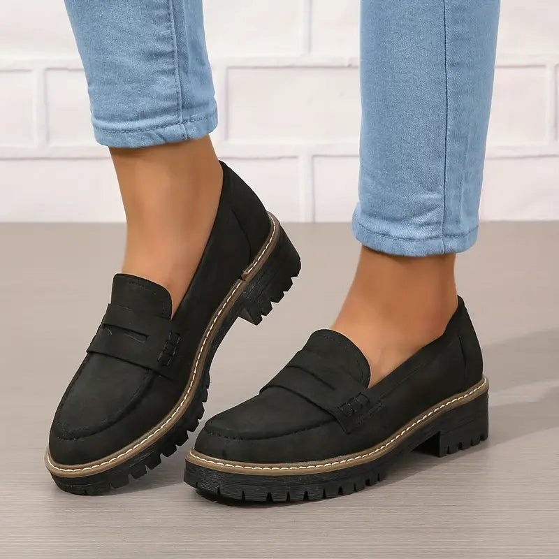 Mocassin Penny Loafer en Similicuir à Semelle Plateforme pour Femme