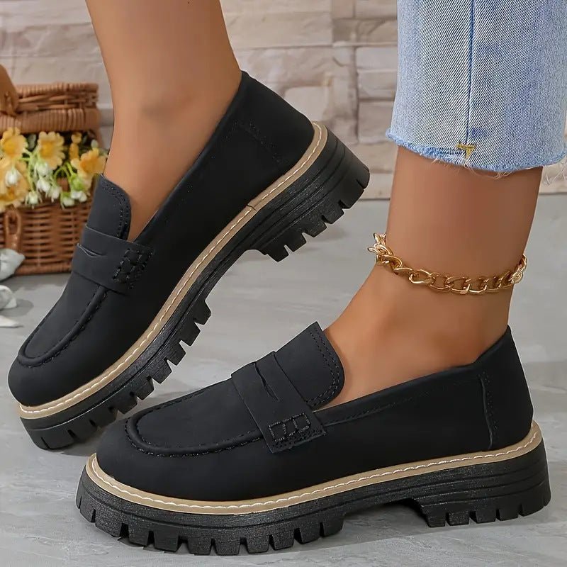 Mocassin Penny Loafer en Similicuir à Semelle Plateforme pour Femme