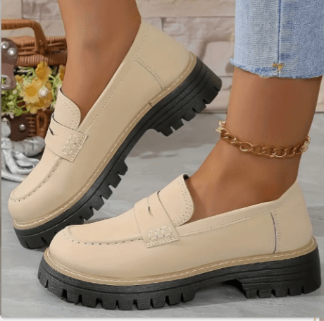 Mocassin Penny Loafer en Similicuir à Semelle Plateforme pour Femme