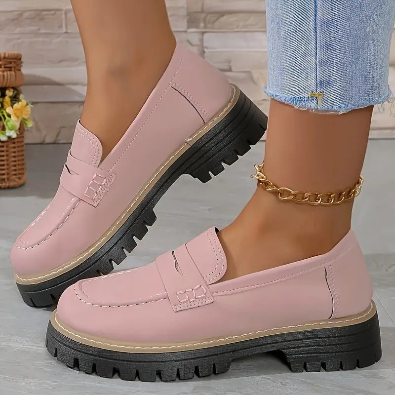 Mocassin Penny Loafer en Similicuir à Semelle Plateforme pour Femme