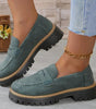 Mocassin Penny Loafer en Similicuir à Semelle Plateforme pour Femme