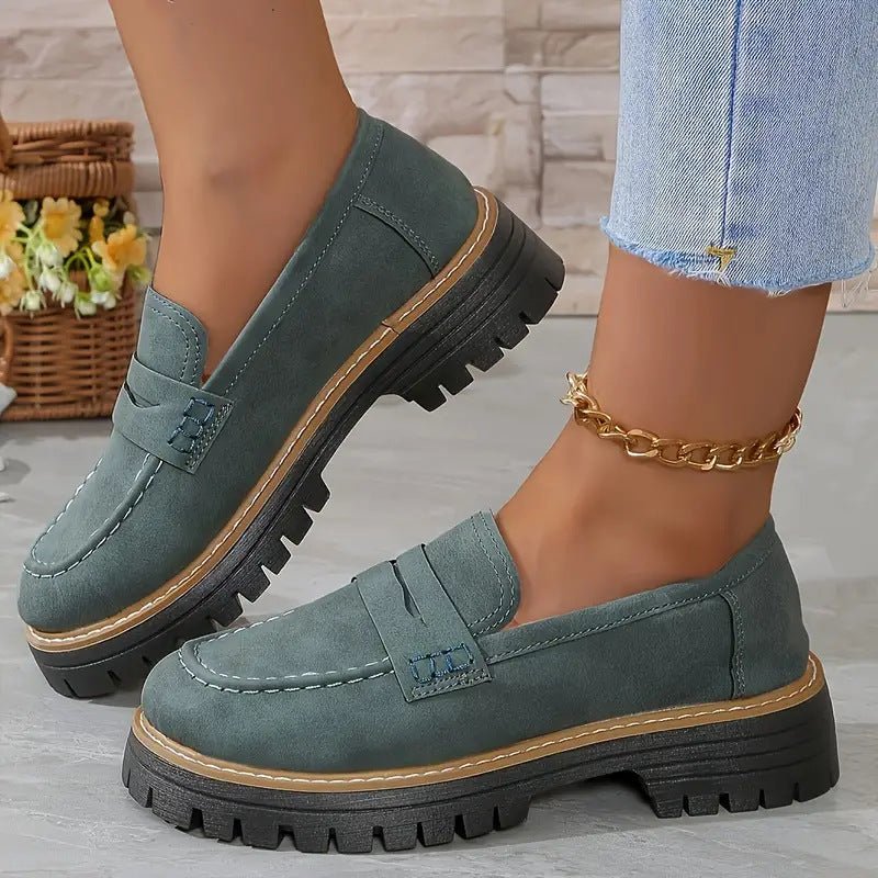 Mocassin Penny Loafer en Similicuir à Semelle Plateforme pour Femme