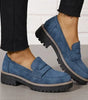 Mocassin Penny Loafer en Similicuir à Semelle Plateforme pour Femme