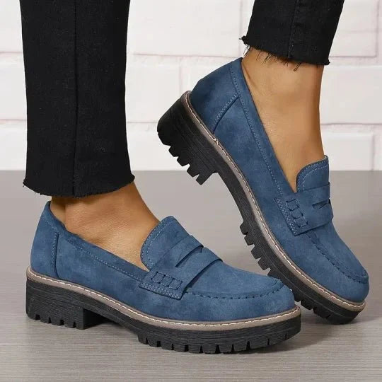 Mocassin Penny Loafer en Similicuir à Semelle Plateforme pour Femme