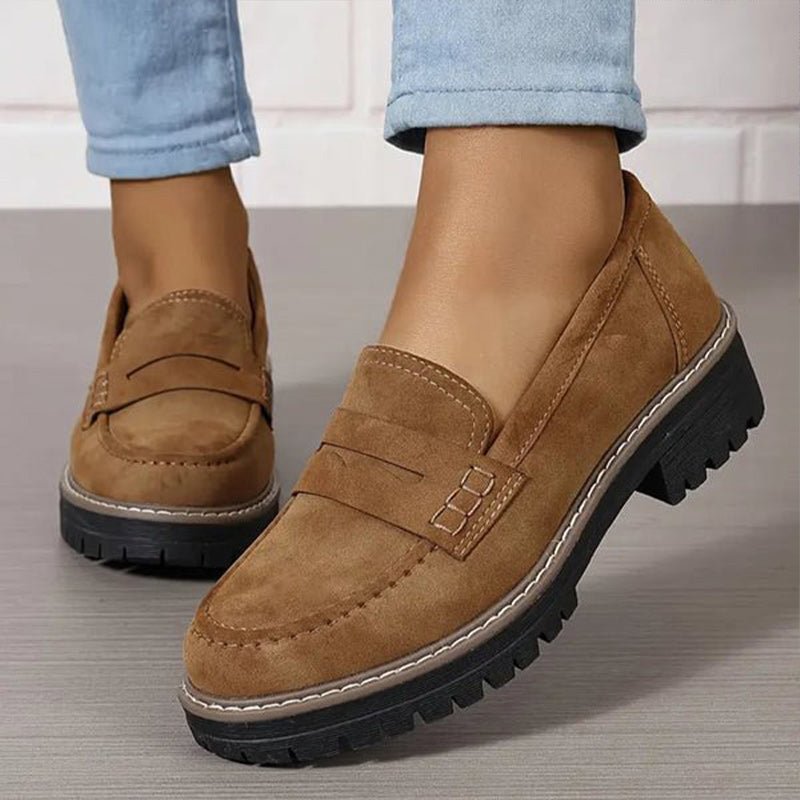 Mocassin Penny Loafer en Similicuir à Semelle Plateforme pour Femme