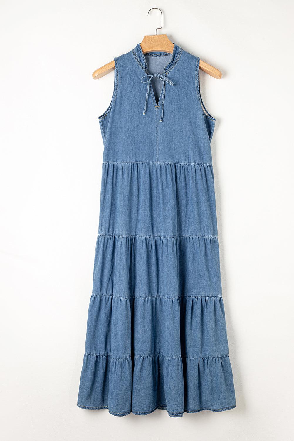 Robe Maxi Sans Manches à Volants pour Femmes