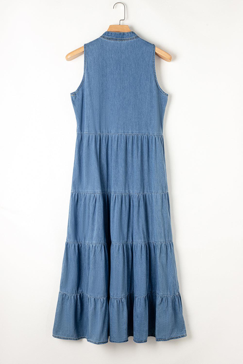 Robe Maxi Sans Manches à Volants pour Femmes