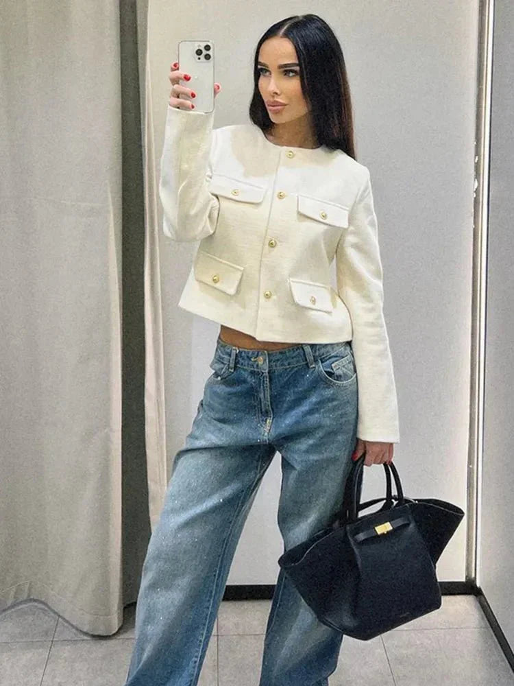 Veste en Tweed Classique pour Femme