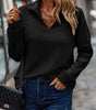 Pull Col Zippé Ample et Côtelé à Manches Longues pour Femme