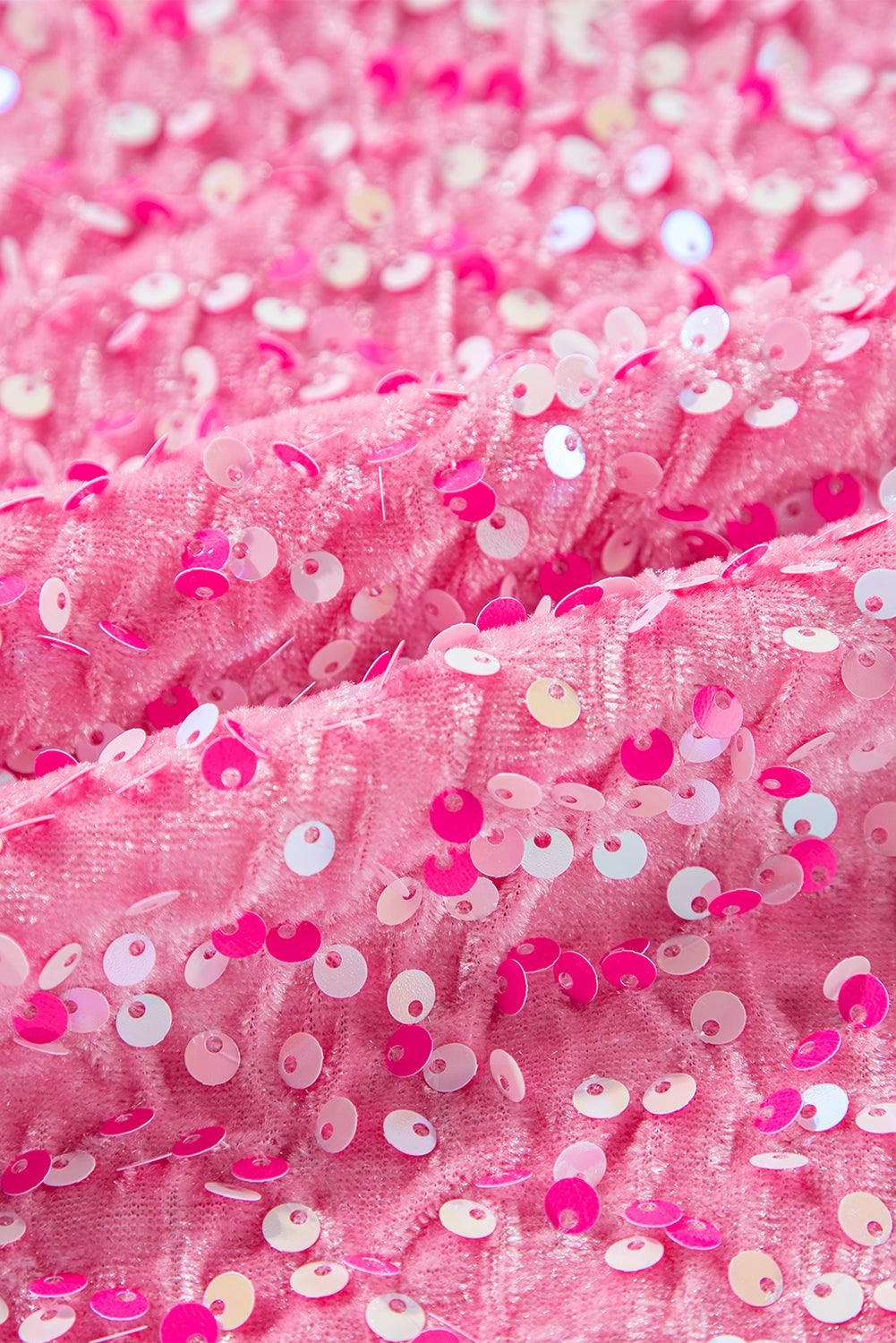 Robe Mini Bodycon Épaules Dénudées avec Paillettes pour Femmes
