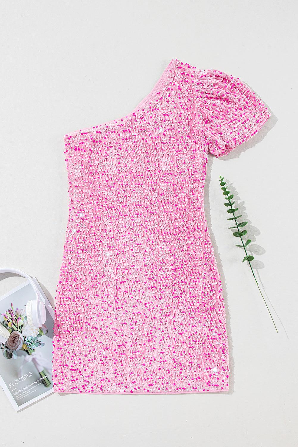 Robe Mini Bodycon Épaules Dénudées avec Paillettes pour Femmes
