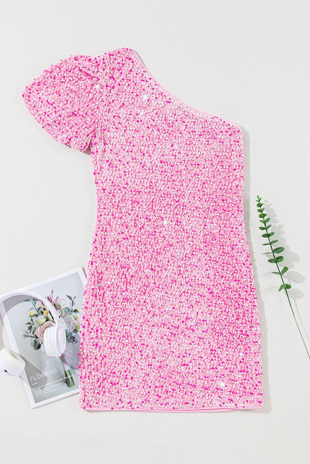 Robe Mini Bodycon Épaules Dénudées avec Paillettes pour Femmes