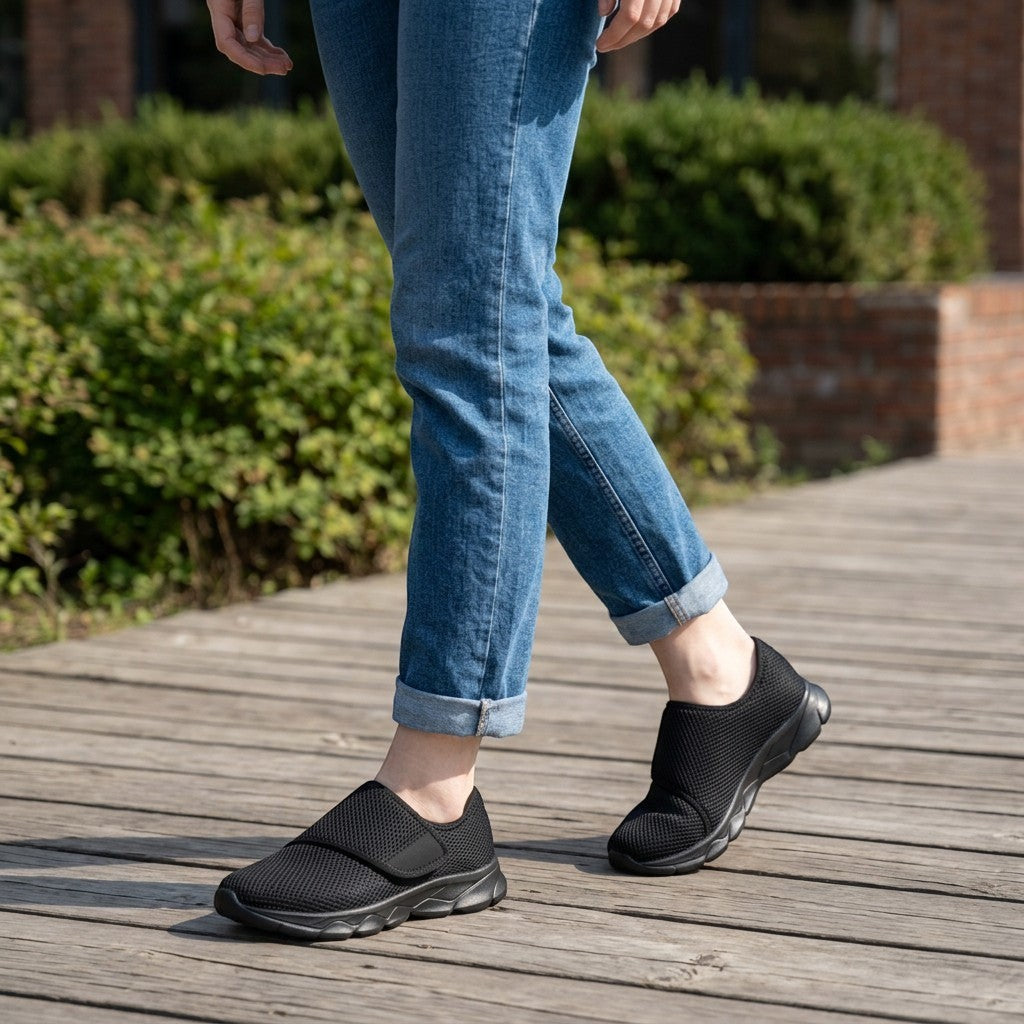 Basket Confort pour Pieds Larges en Maille Respirante pour Femme