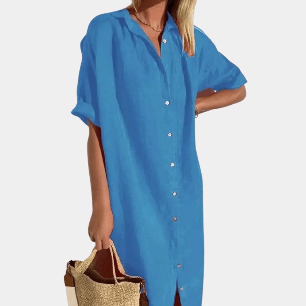 Robe Chemise à Manches Courtes pour Femmes