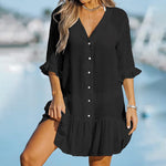 Robe Chemise Légère avec Volants pour Femmes