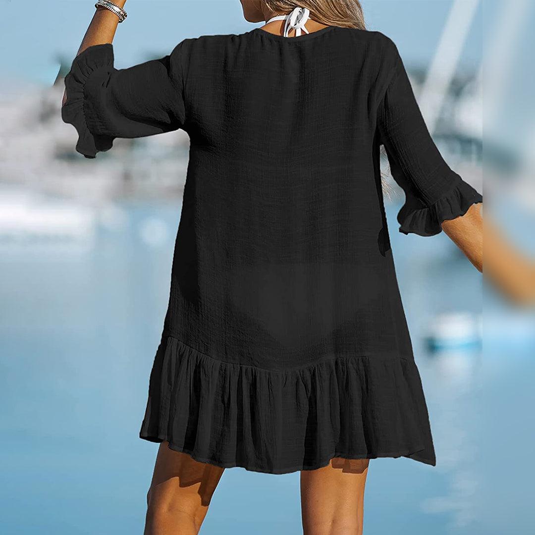 Robe Chemise Légère avec Volants pour Femmes