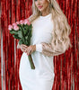 Robe Mini à Manches Bouffantes et Paillettes pour Femmes